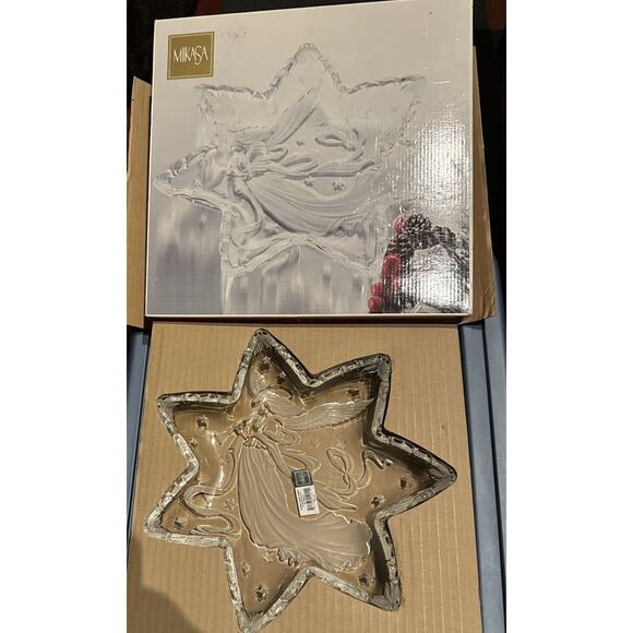 Mikasa Angel Music Star Crystal Serving Platter 13" Christmas Holiday Party NEW - Picture 2 of 9